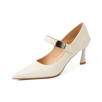 Beijiani Slim Heel High Heels Women's Ecru