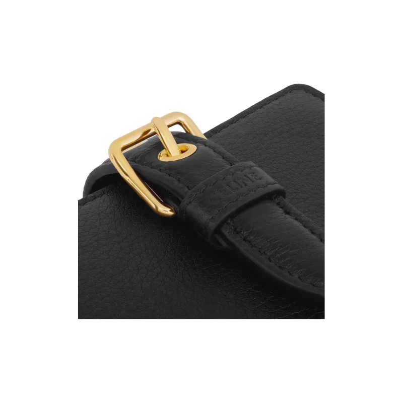 CELINE Soft Calfskin Wallet Small Size Women's Black-4