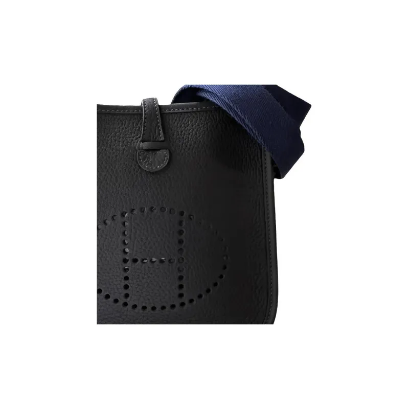 HERMES Evelyne Clemence Leather Shoulder Bag Crossbody Bag Women's Black Velvet & Navy Blue & Dark Blue-2