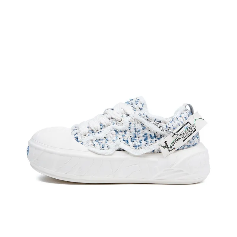MOREMORENOISE Canvas Shoes Women's Low Top White-1