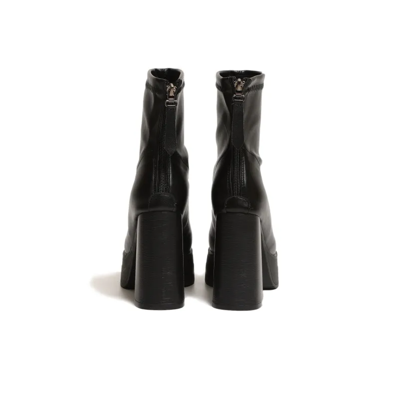 EEueeczs Ankle Boots Women's Black Glossy/Black Matte/White-9