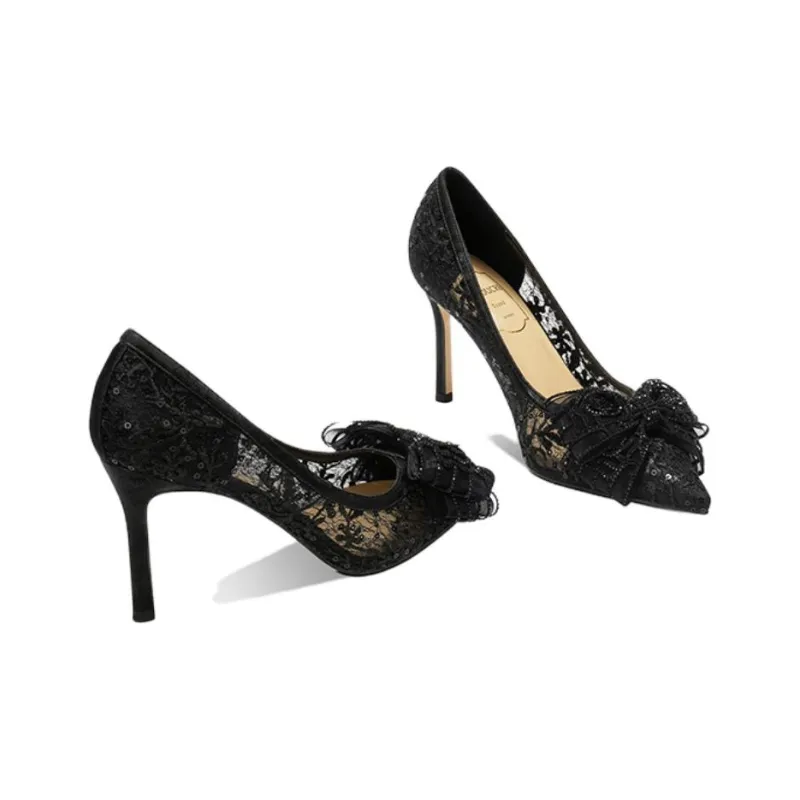Zubumei Slim Heel High Heels Women's Black-2