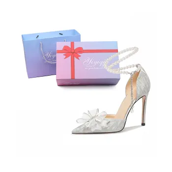 Take The Qin Slim Heel High Heels Women's Silver
