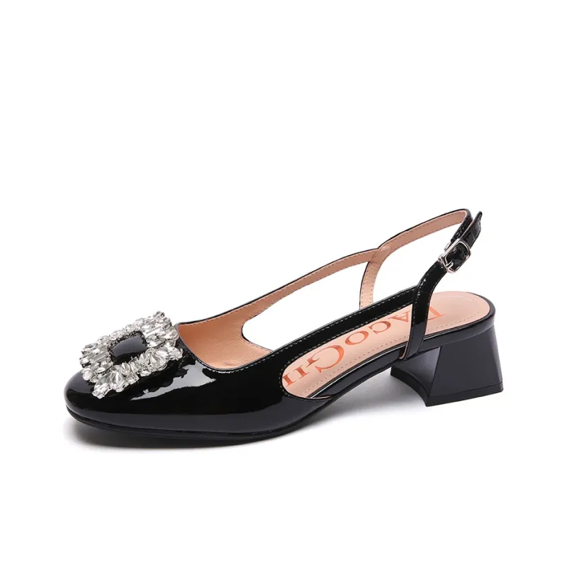 PACO GIL Block Heel High Heels 4.0cm Women's Black-1
