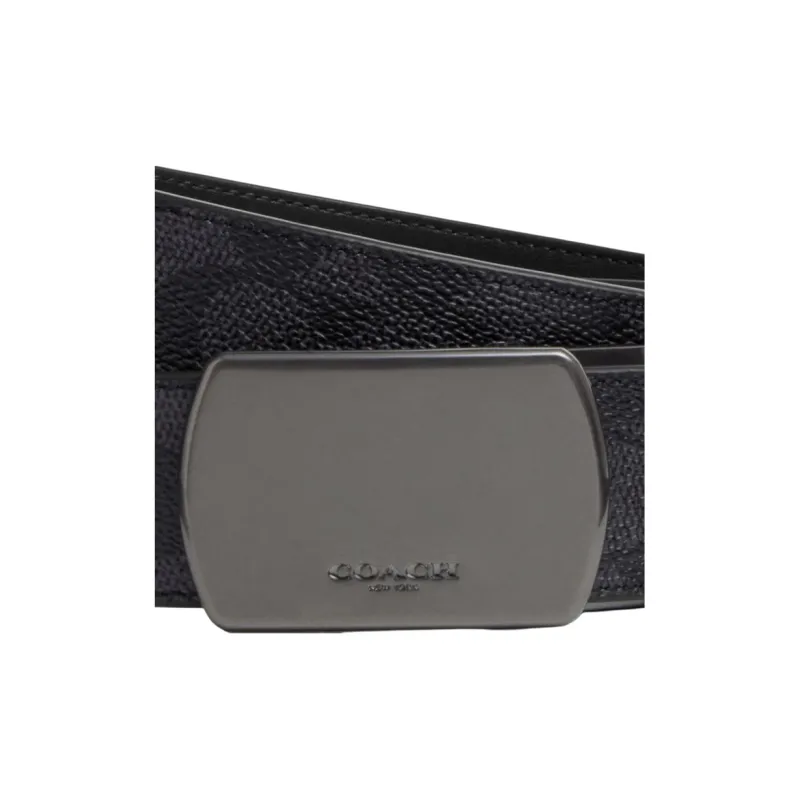 COACH Artificial Leather Leather Belts Unisex Black Width  3.8cm-2