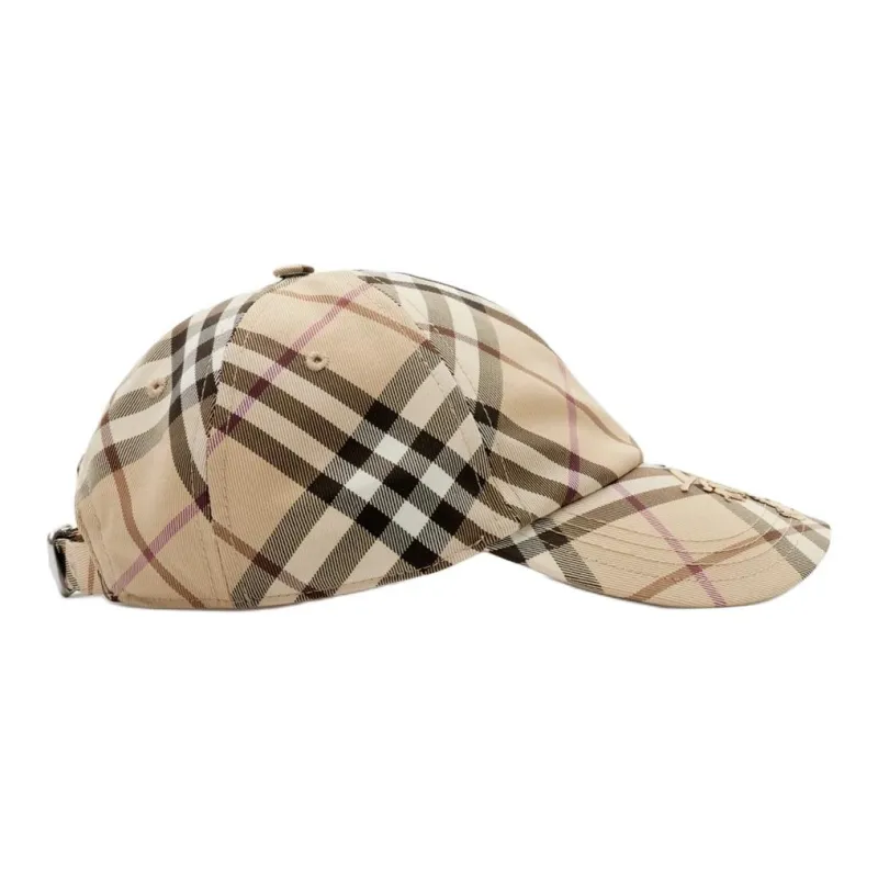 Burberry Logo Detailed Checked Curved Peak Cap-1
