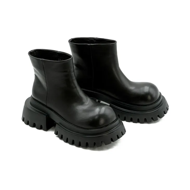 Little Sue Niche Design Trendy Versatile Large Head Cigarette Boot Ankle Boots Women's-3