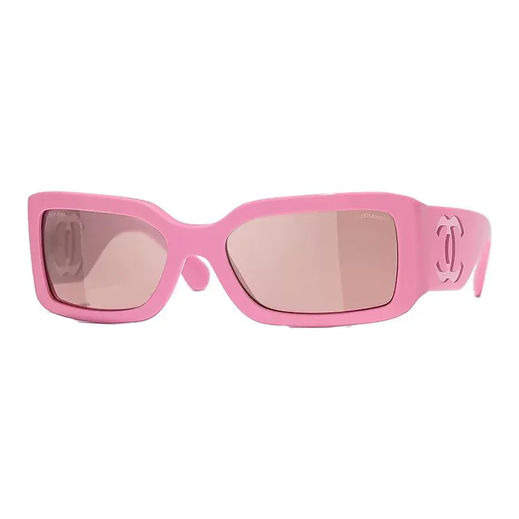 CHANEL Acetate Nylon Square Sunglasses Women's Pink-0