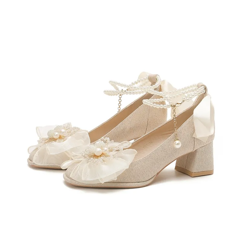 KATHRYN WILSON Chunky Heel High Heels 5.5cm Women's Champagne-1