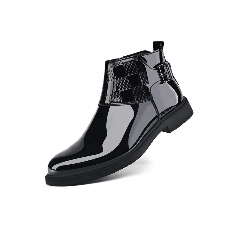AIPSEN Ankle Boots Men's Black Plaid-2