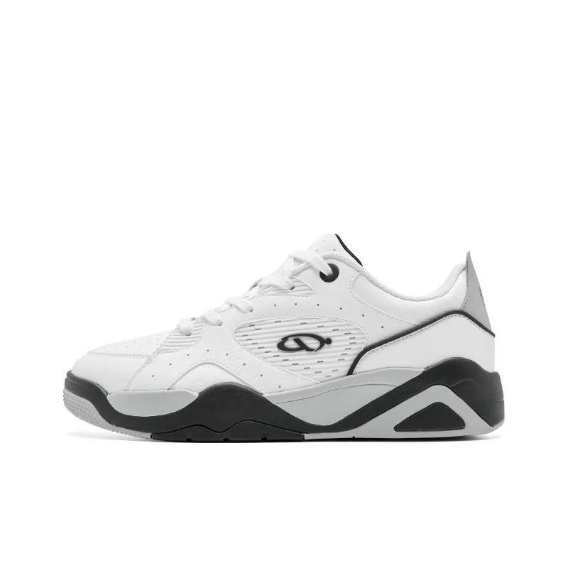 QIAODAN Anti Slip Wear Resistant Low Top Skateboard Shoes Men's White Black-0