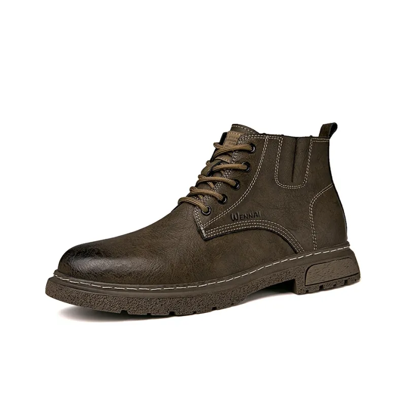 Wen Nai Ankle Boots Men Black/Khaki-15