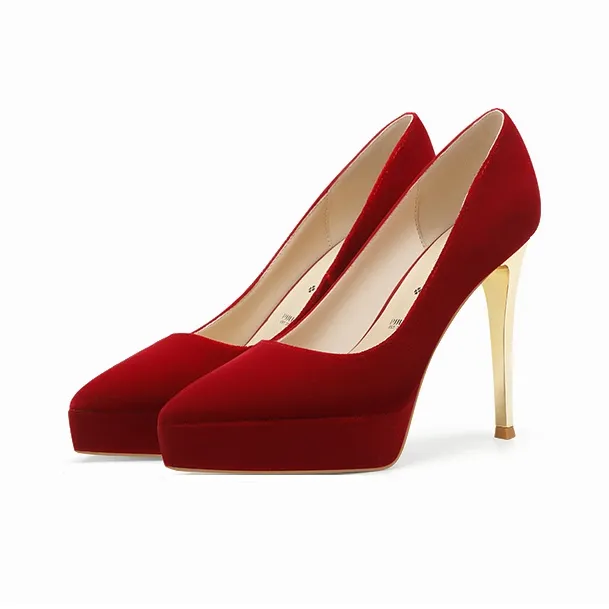 PJJUU Slim Heel High Heels 12cm Women's Burgundy-2