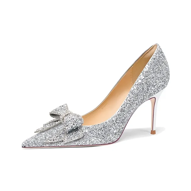 LOLY Slim Heel High Heels Women's Silver-4