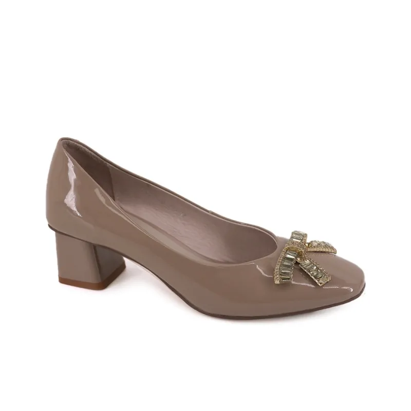 TRANOI Chunky Heel High Heels Women's Tan-1
