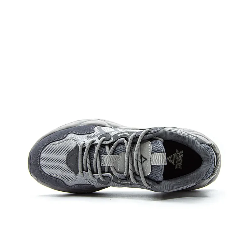 PEAK Classic Heritage Cushioning Wear Resistant Low Top Chunky Sneakers Men's Silver Gray-2