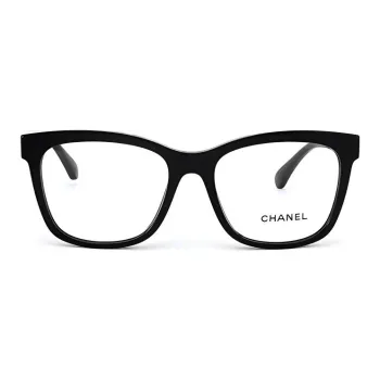 CHANEL Plate Frame Square Eyeglass Frames Women's Black