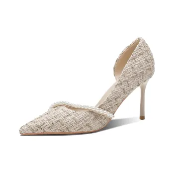 Ainer cat Slim Heel High Heels 8cm Women's Apricot