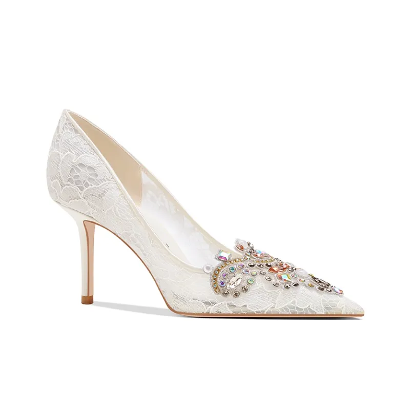PJJUU Slim Heel High Heels 8.5cm Women's White-1