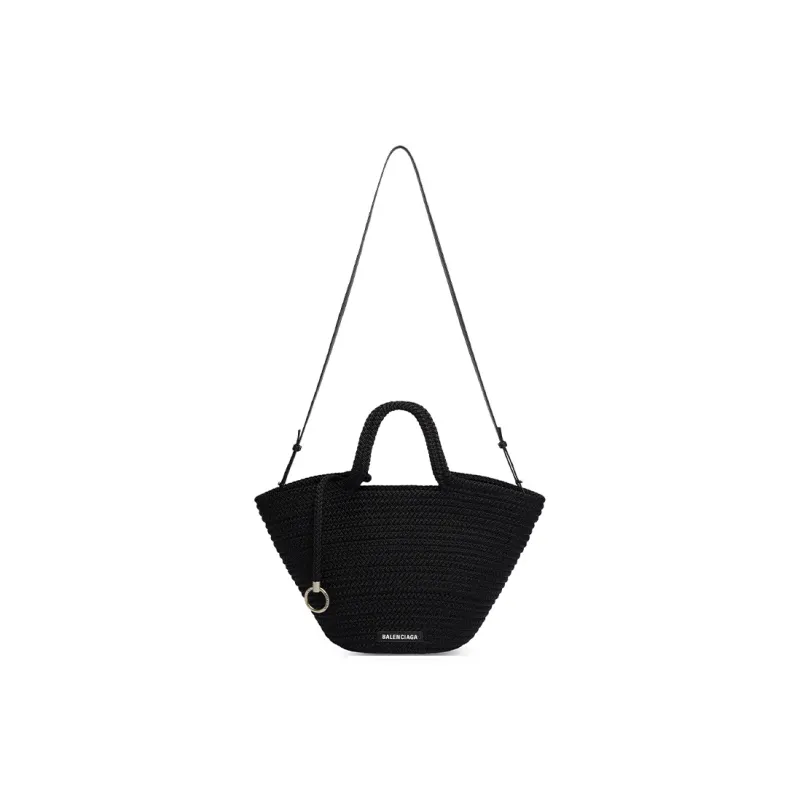 Balenciaga IBIZA Nylon With Lambskin Basket Bag Handbag Medium Size Women's Black-1