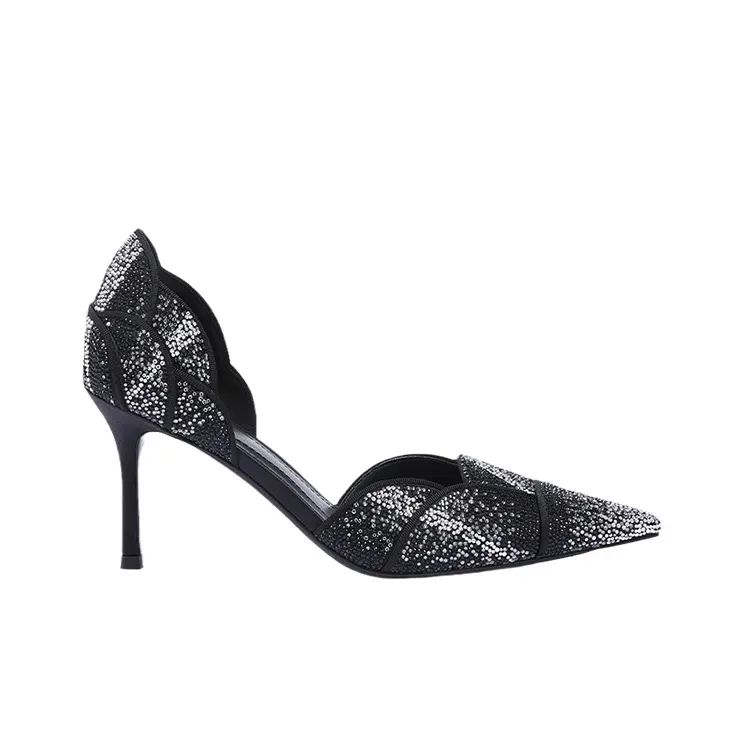 73Hours Rose Girlish Slim Heel High Heels 8cm Women's Black-1