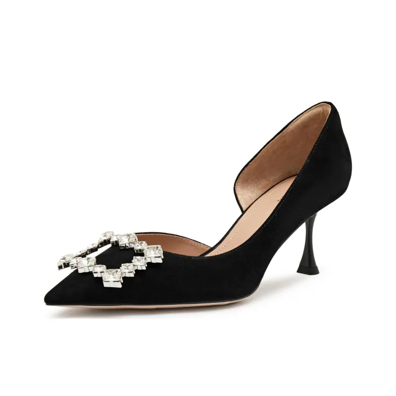 Staccato Sugar Cube Shoe Slim Heel Pointed Toe Crystal High Heels 7cm Women's-12