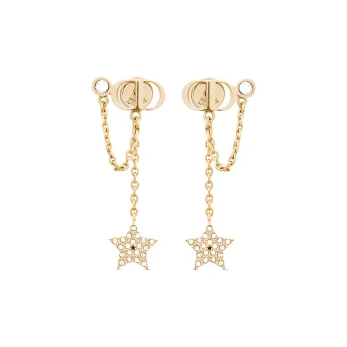 DIOR Faux Crystal Earrings Women's Gold