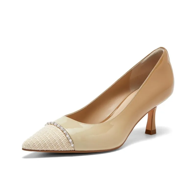 Joypeace Cherry Blossom White Chocolate Slim Heel High Heels 6cm Women's-1