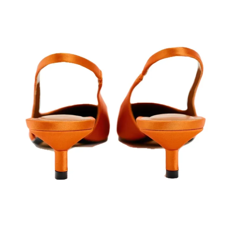 ZARA Slim Heel High Heels 5cm Women's Orange-4