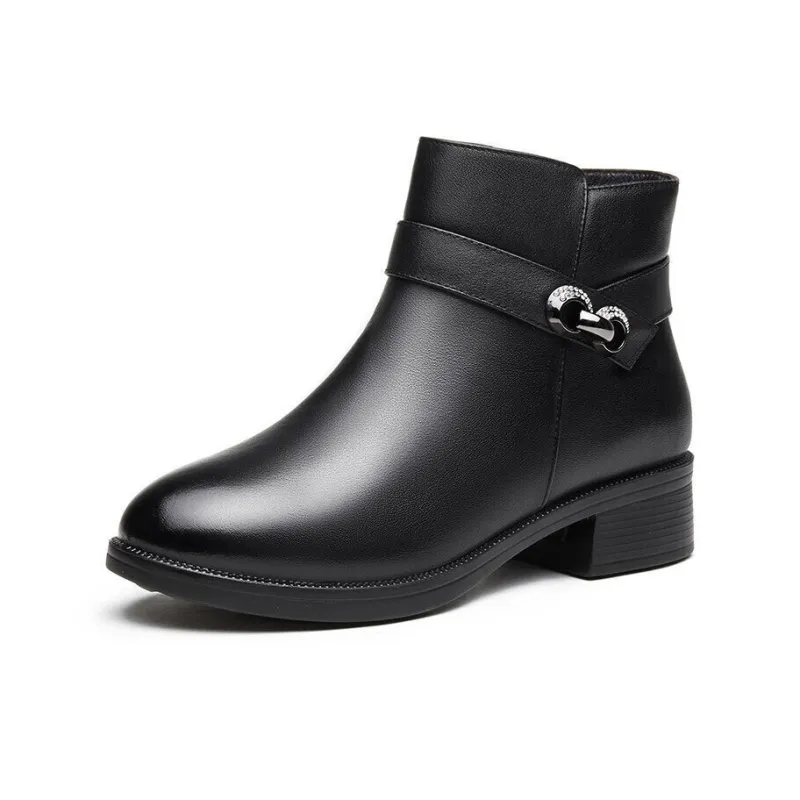 AOKANG Casual High Top Ankle Boots Women's Black-1