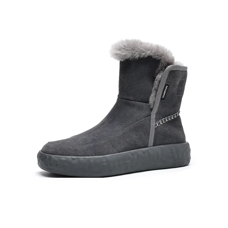 TRUMPPIPE Warm Wear Resistant Slip Resistant Short Snow Boots Men's Gray-1