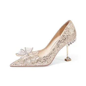 Take The Qin Slim Heel High Heels Women's Champagne
