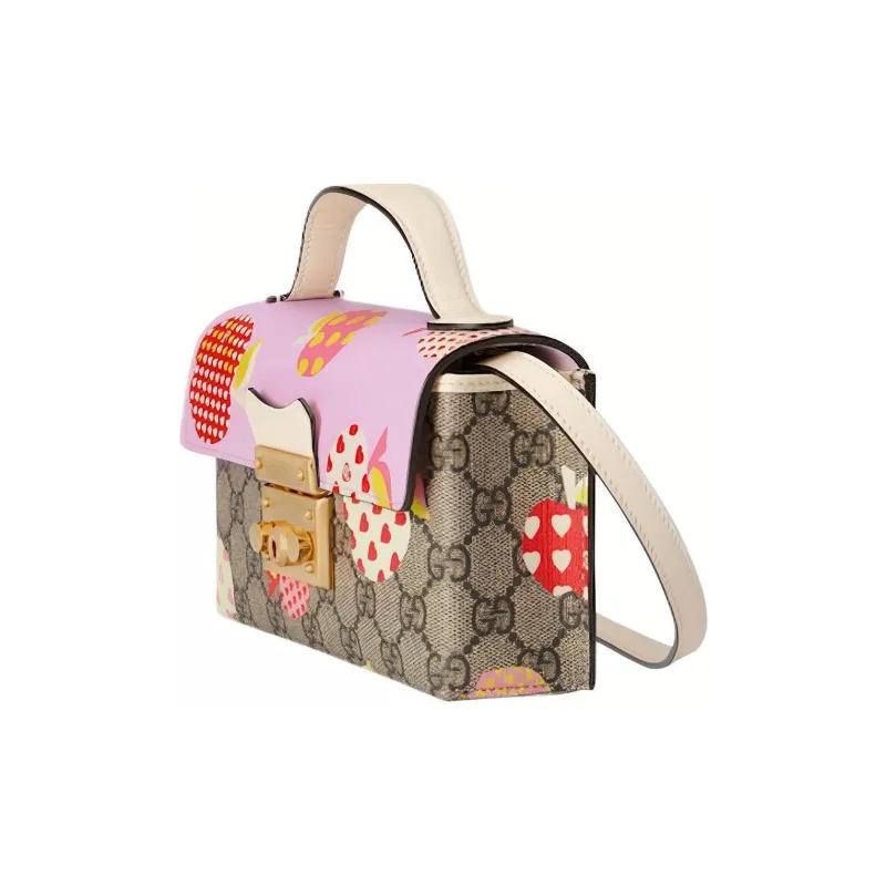 GUCCI Padlock Canvas With Leather Box Bag Handbag Shoulder Bag Crossbody Bag Mini Women's Pink/Ebony-1