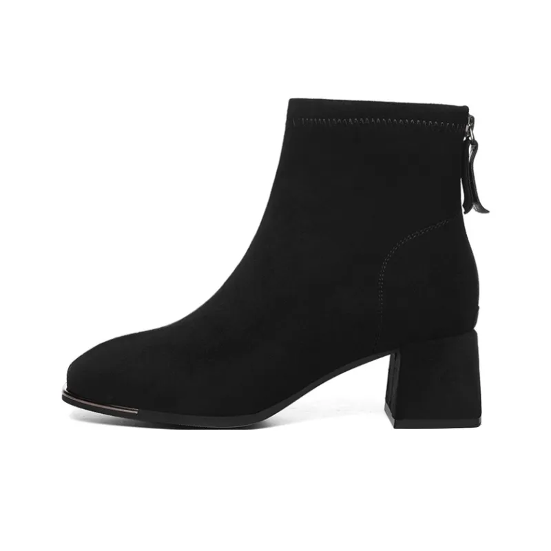 Golden Silk Rabbit Ankle Boots 5cm Women's-0