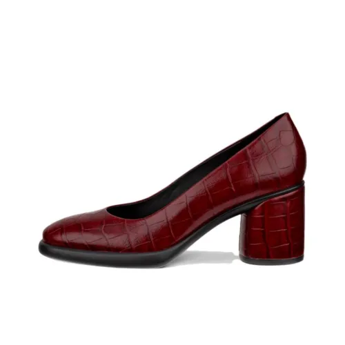 Ecco Chunky Heel High Heels 5.5cm Women's Red