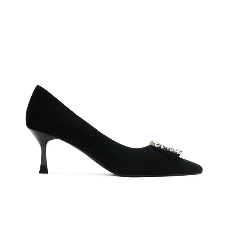 ELLE Slim Heel Shoes 6.5cm Women's Black-1