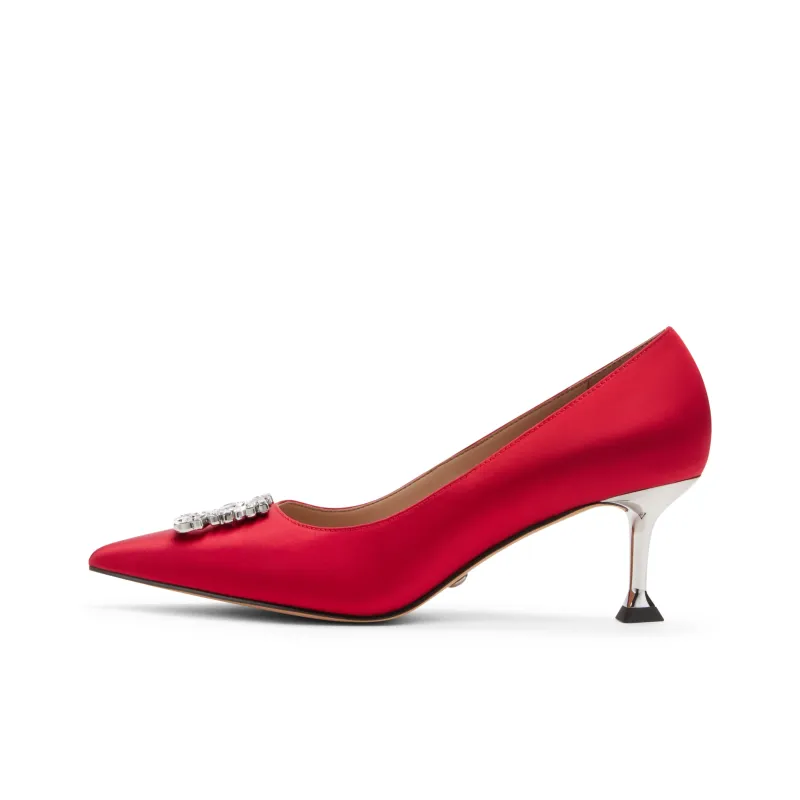 CHARLES&KEITH Slim Heel High Heels 6cm Women's Red-0