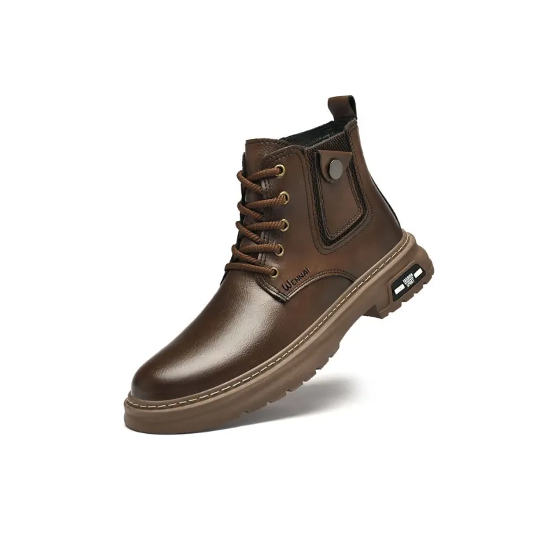 Wen Nai Short Martin Boot Men's Brown-2