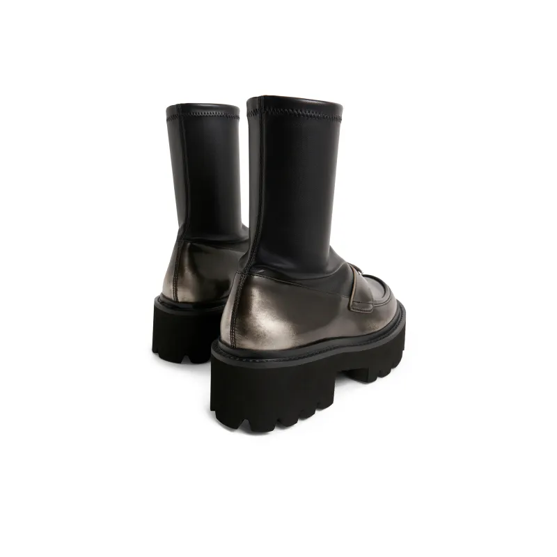 CHARLES&KEITH Small Ck Ankle Boots 5.1cm Women's Black/Chalk White/BLACK TEXTURED Black Textured-10