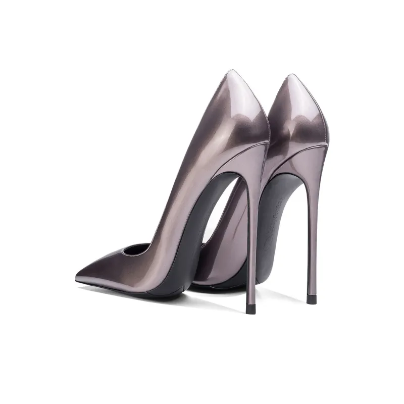 Ganxiaojie Slim Heel High Heels Women's Gray-3