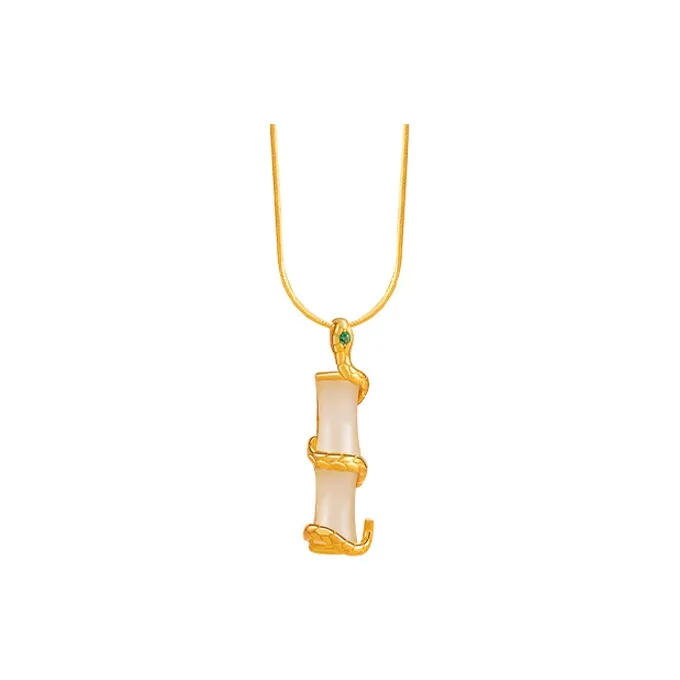 CUTE DAME S925 Zircon Sterling Silver Necklace Women's Gold-0