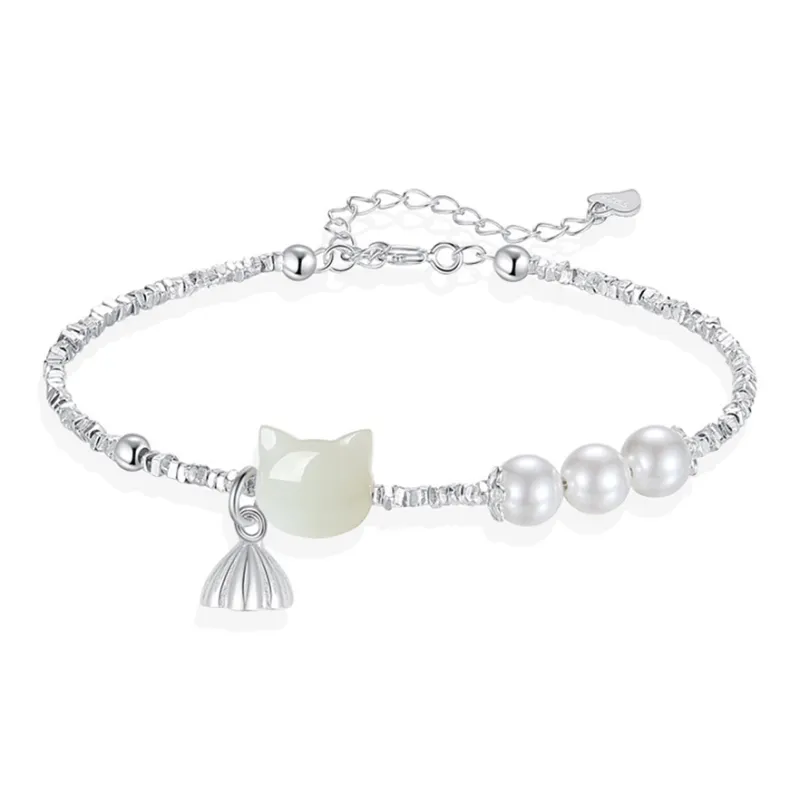 Bermuda Eyes Hetian Jade Bracelets Pale Greenish White Jade Women's-0