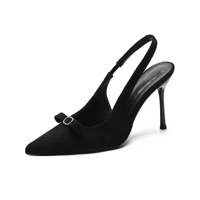BIGTREE Slim Heel High Heels Women's Black-7