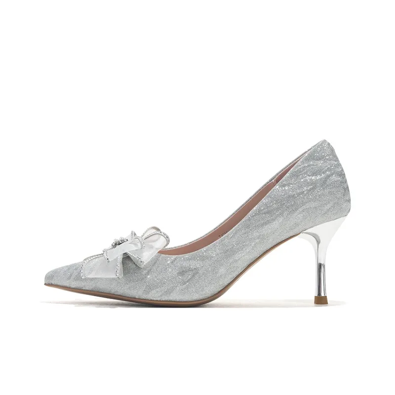 Jifffly Slim Heel High Heels Women's Silver-0