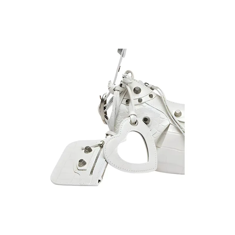 Balenciaga Le Cagole Shoulder Bag Xs Crocodile Embossed White-4