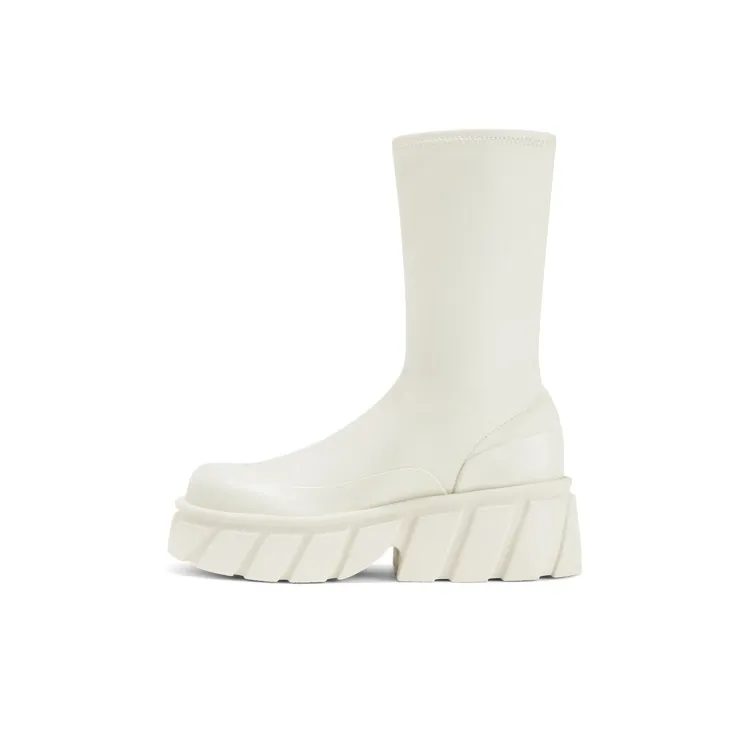 CHARLES&KEITH Ankle Boots Women's Black/Composite Color/Milk White-8