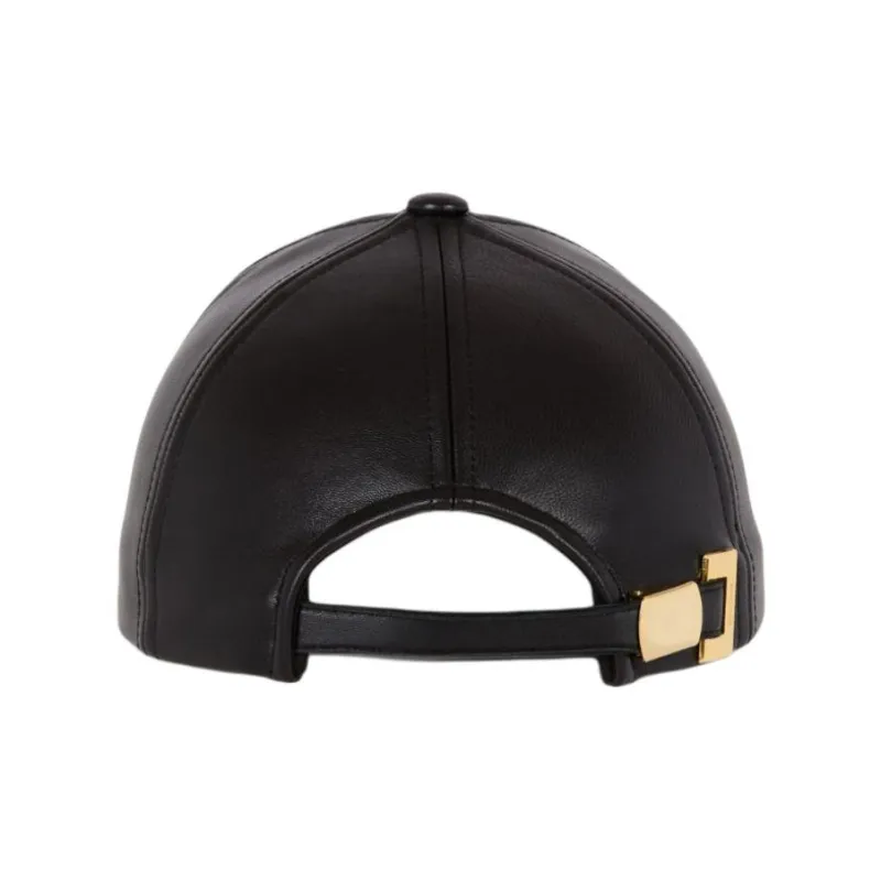 BALMAIN Chain detail Leather Cap-3