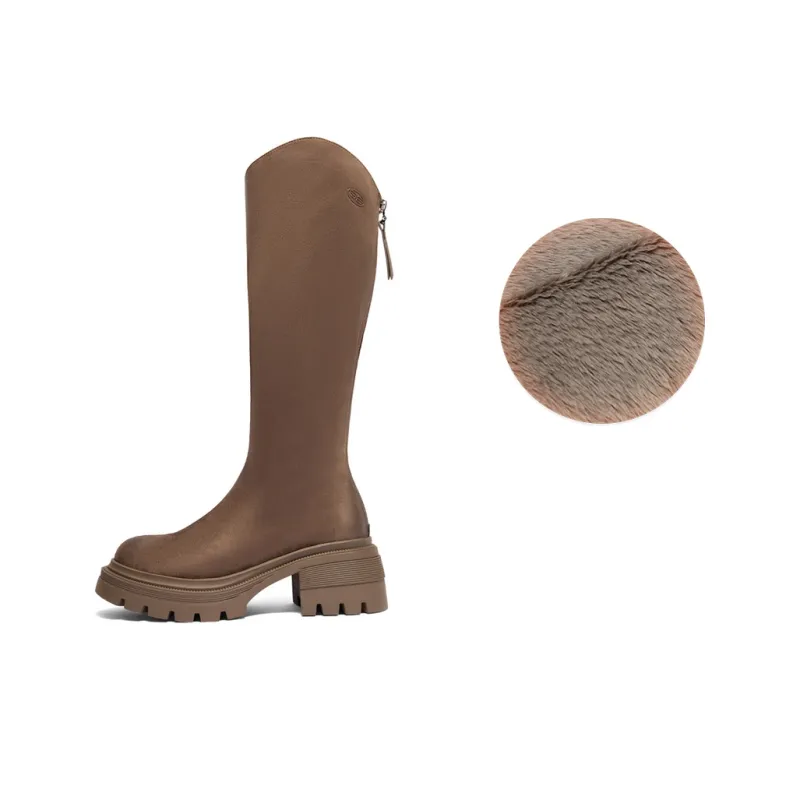 BELLE Knee-high Boots 5.5CM Women's Black Brown-16
