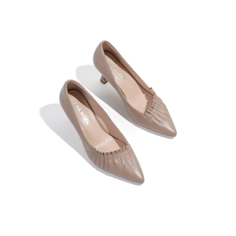 Mulinsen Slim Heel High Heels 6.5cm Women's Nude-1