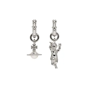 Vivienne Westwood Brass Artificial Pearl Earrings Women's Silver